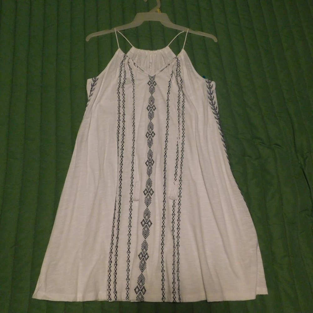 breezy summer tunic dress blue & white size M NWOT